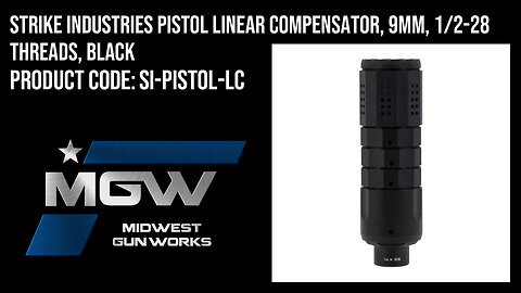 Strike Industries Pistol Linear Compensator, 9mm, 1/2-28 Threads, Black - SI-PISTOL-LC