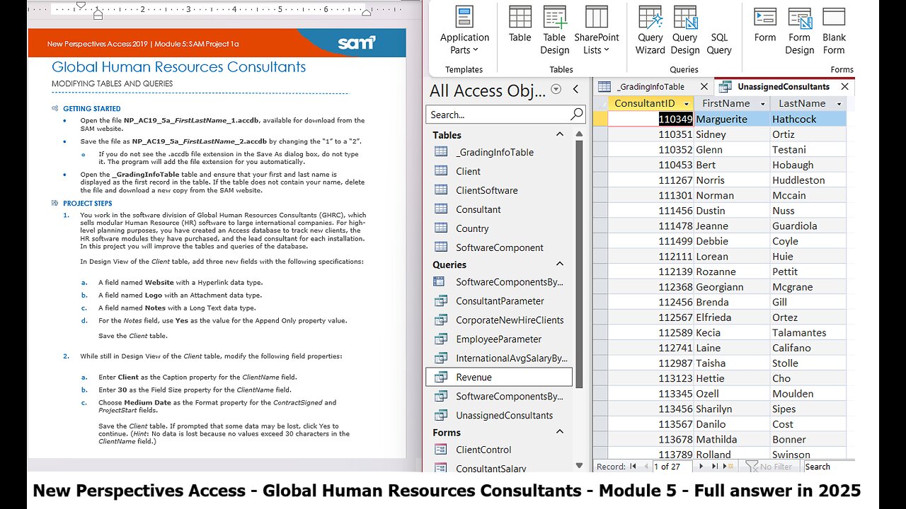 New Perspectives Access 2019 | Module 5: SAM Project 1a | Global Human Resources Consultants (2025)