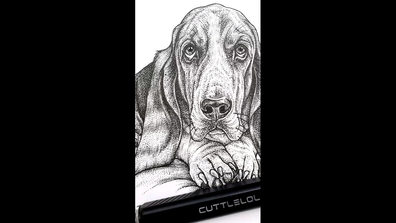 This Sad Dog Art Will Break Your Heart 🥹 | Stippling Pen Drawing