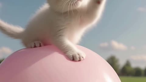 Balloon Ride Kitty! 🎈😺 | Cat’s Big Balloon Adventure #Shorts #cat #kitty #cute