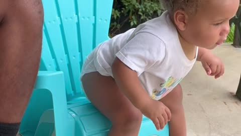 Son Grunts Like Grandpa Getting Out Of Chair