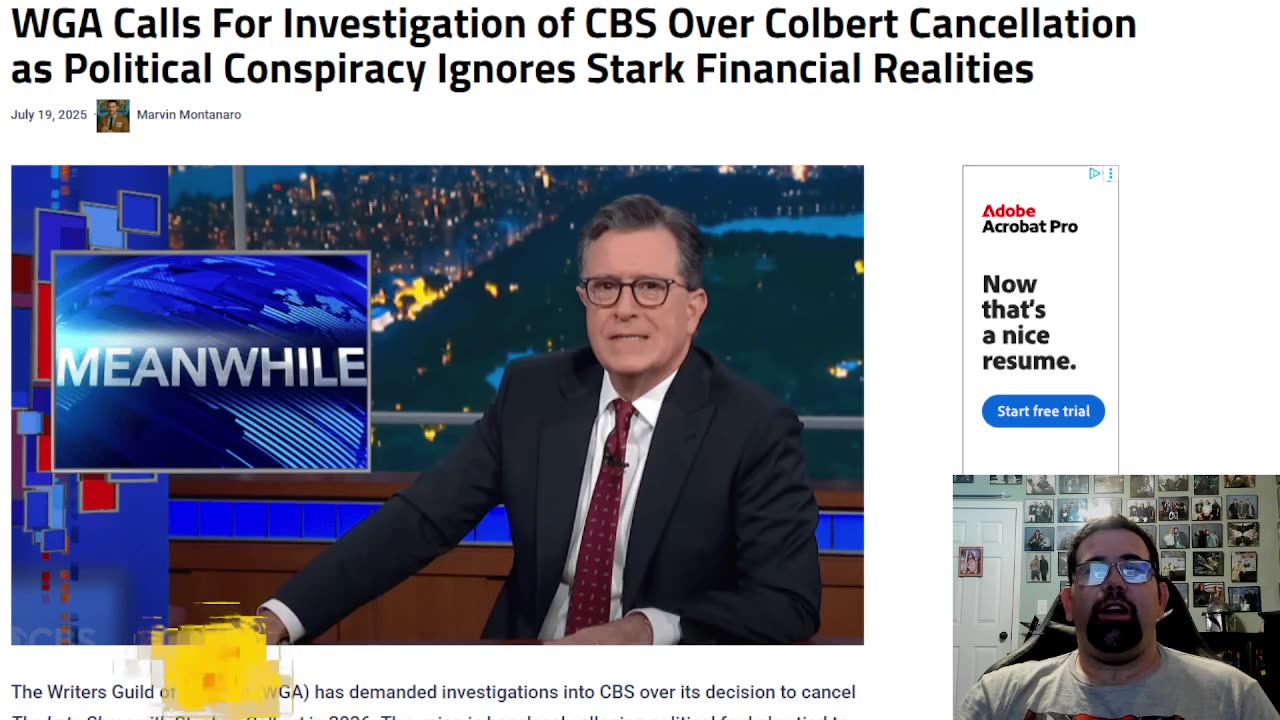 WGA Opening An Investigation On CBS On The Firing Of Stephen Colbert