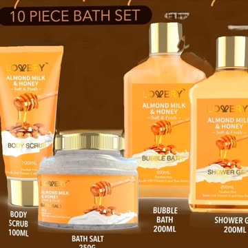 Christmas Gifts for Women Gift Basket for Women - 10 Pc Almond Milk & Honey Beauty