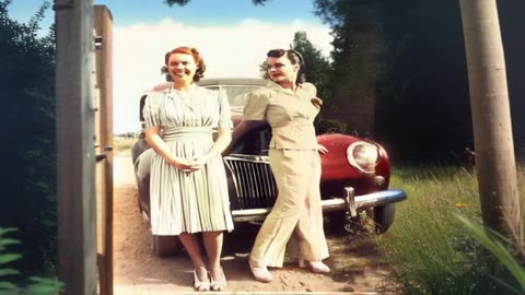 TWO WOMEN AND A VINTAGE CAR