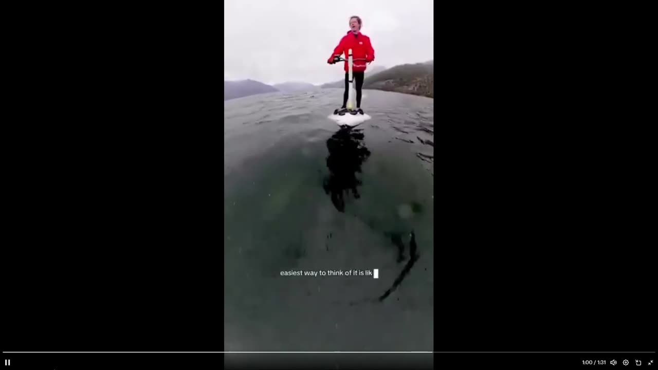 The Guy rides a hydrofoil, and dolphins go with him, listen to what he says...