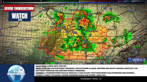 ⚠️ Severe Thunderstorm Watch #135: Damaging Winds & Hail! 4/10/25 #shorts #weatherupdate
