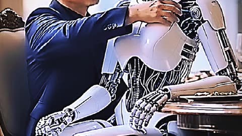 Man eating with robot girl !#shorts #rumble
