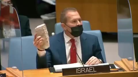 Israeli Ambassador Justifies Killing Thousands of Women & Children by Holding Up a Brick at UN