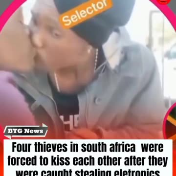 Male thieves forced to kiss each other in South Africa after being caught stealing 😭😭