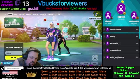 Giving Away 10,000 VBucks+ / Playing Fortnite with Viewers!