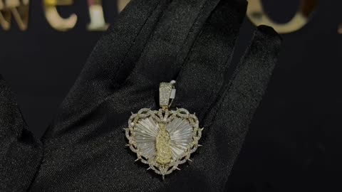 Real Gold & Diamond Virgin Mary Heart Charm