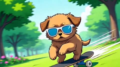 Adorable Puppy on a Skateboard 🐶🛹 | Cute & Fun Cartoon