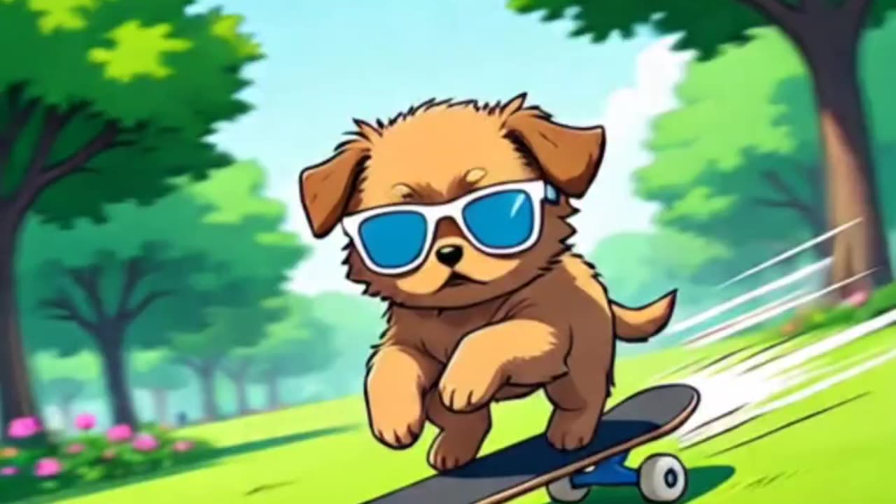 Adorable Puppy on a Skateboard 🐶🛹 | Cute & Fun Cartoon