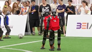 Chinese robot soccer teams train for World Humanoid Robot Games