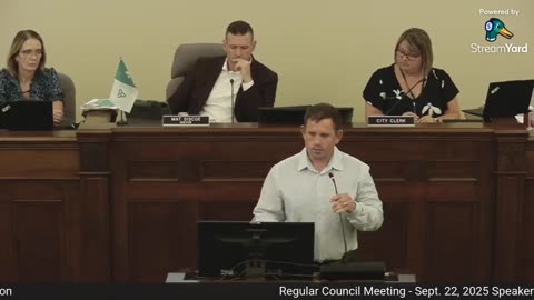Jimmy Jackson speaks at the St. Catharines council Sept 22nd 2025