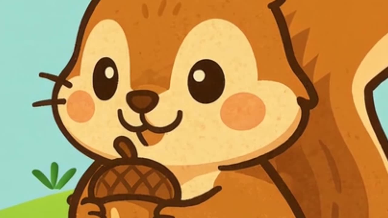 Cute squirrel and nuts