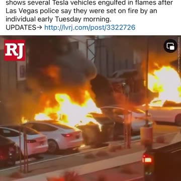 Row of Teslas Set Ablaze in Las Vegas
