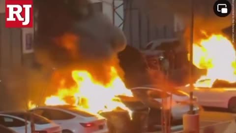 Row of Teslas Set Ablaze in Las Vegas