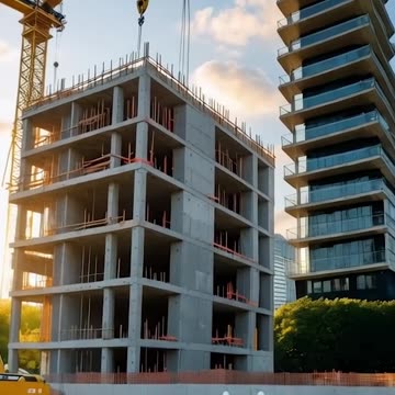 Miniature people construction working on a building site