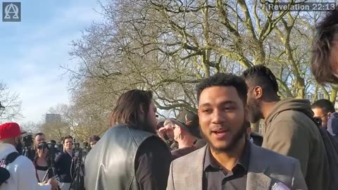 Speakers Corner-Young Bob & David Talk To Muslim Guy Who Believes In a Weird Sect-Muslim Lady Doubts