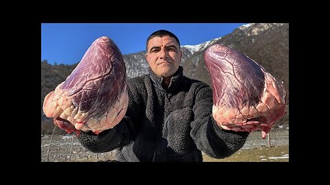 Beef Heart Recipe - Faraway Village Cooking - Cooking in Mountains 4K