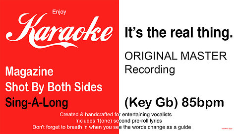 Magazine - Shot By Both Sides SING-A-LONG (Key Gb) 85bpm (2025) Karaoke