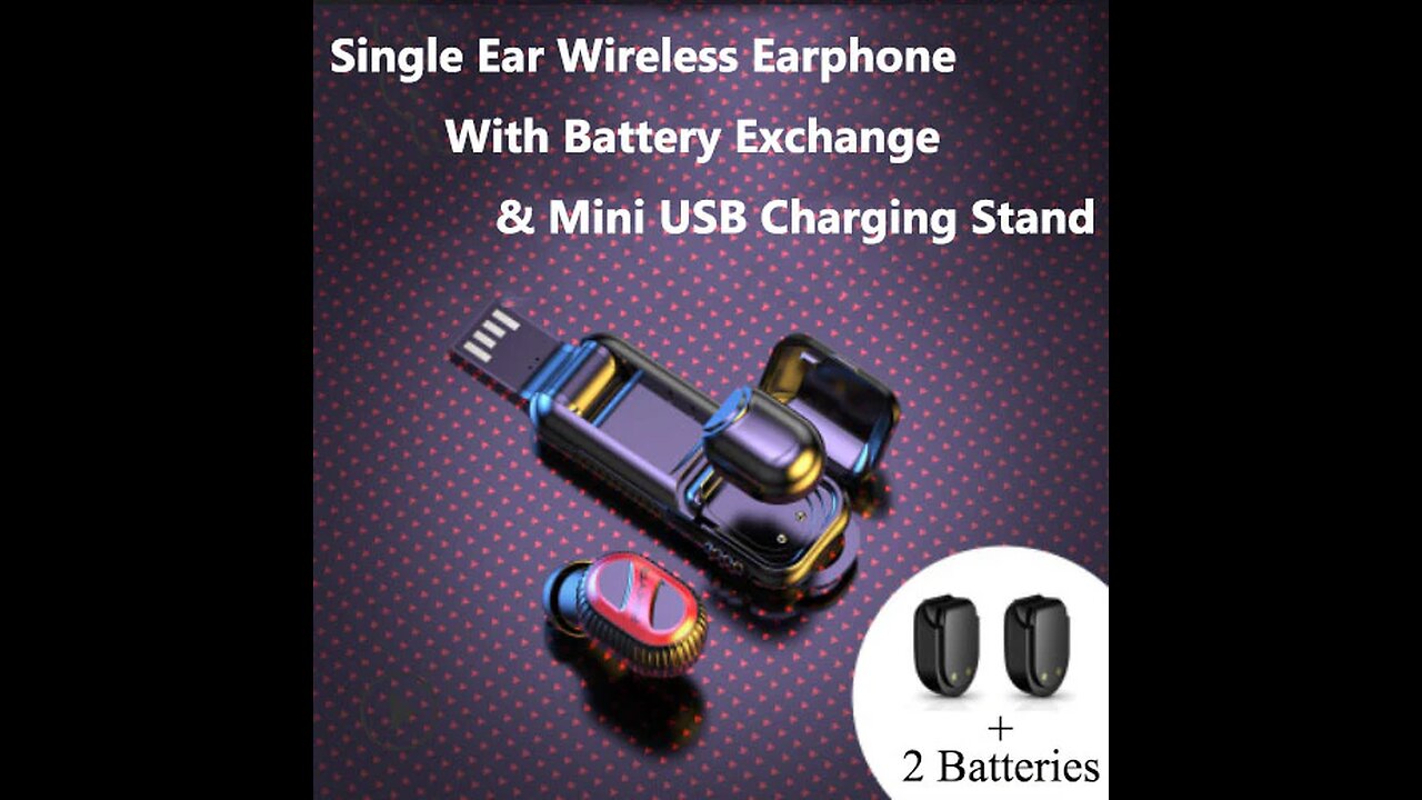 Bluetooth 5.0 Single Ear Wireless Earphone With Battery Exchange & Mini USB Charging Stand