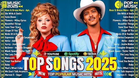Ed Sheeran, Bruno Mars, Dua Lipa, Adele, Maroon 5, Rihanna, The Weeknd - Pop Music 2025