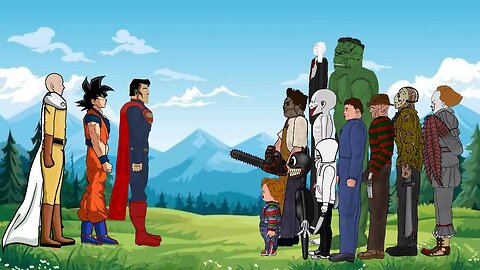 Goku, Saitama DC Marvel Hero Hulk, Superman vs Pennywise, chucky, cartoon cat, jason, scp 096, jeff