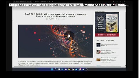 "Pig Kidney Successfully Attached to Human; Mount Aso Erupts in Southwestern Japan"
