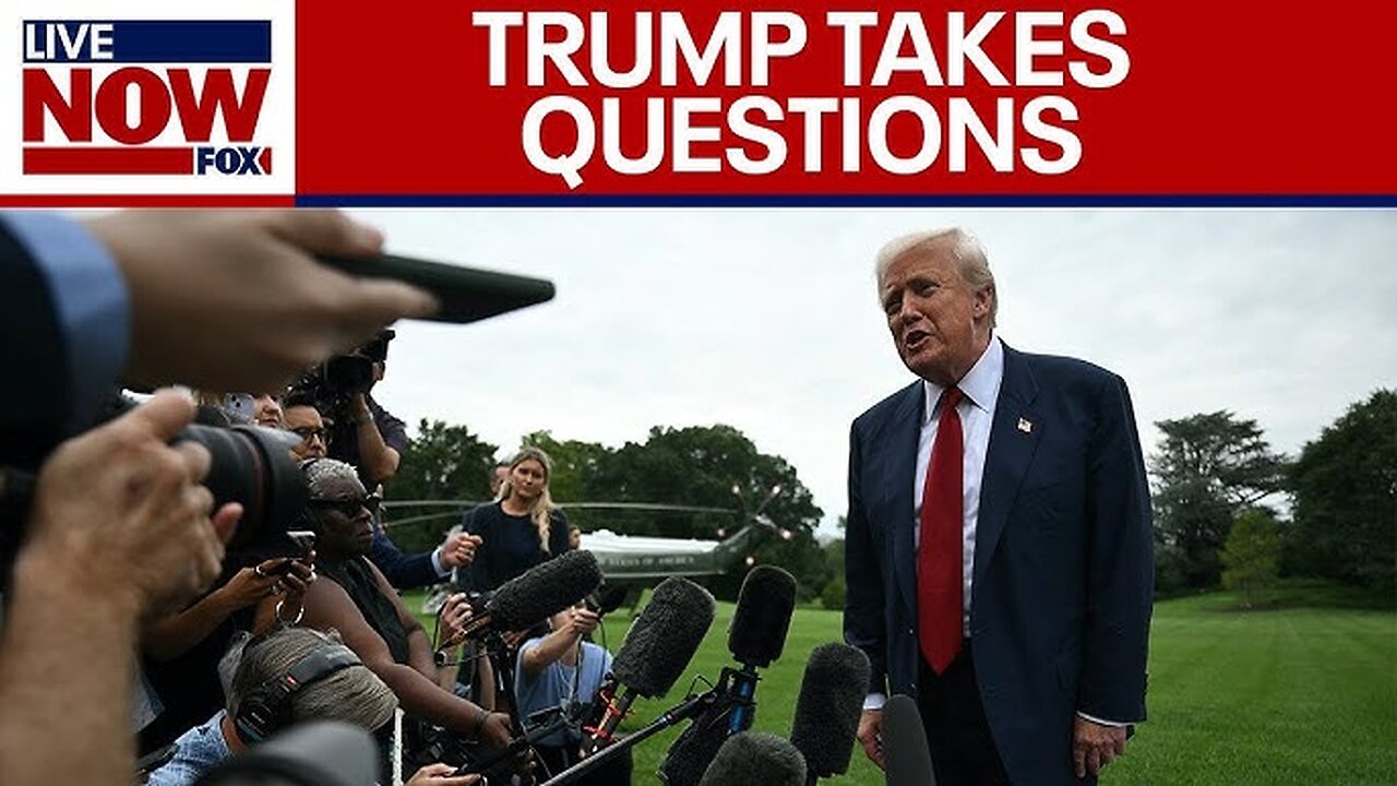 President Trump Answers Reporters at White House Before New Jersey Trip