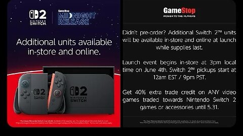 Wednesday, June 4, 2025. GameStop - Nintendo Switch Midnight Release