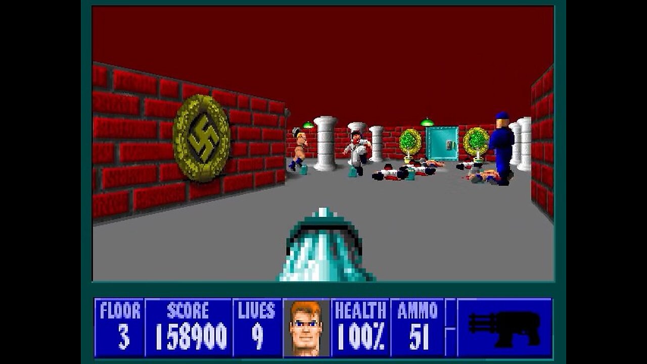Wolfenstein 3D, DOS, 1992 - 100% Complete, Episode 4 Floor 3 (A Dark Secret)