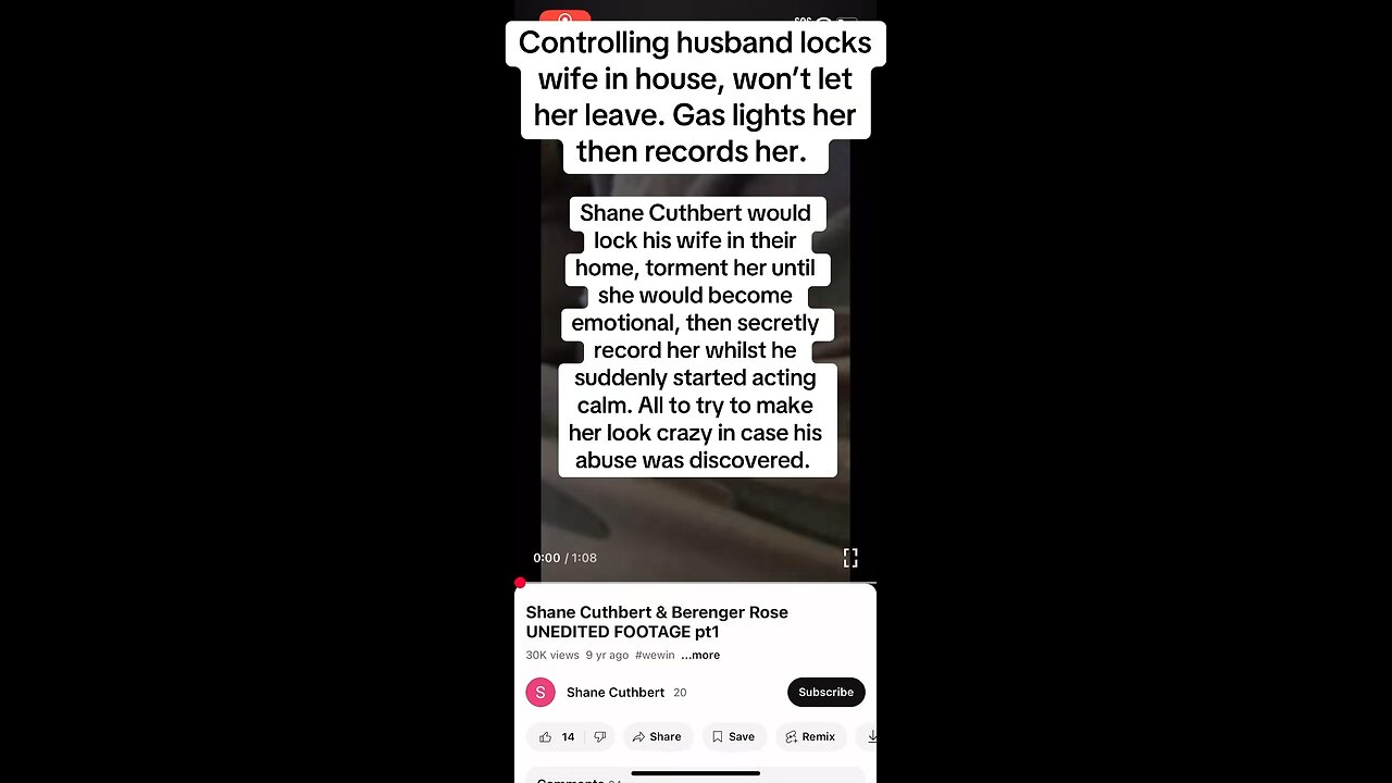 Shane Cuthbert gas lights wife Berenger Rose PART 1