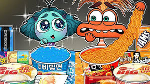 Inside Out 2 - Anxiety Convenience Store Orange Mukbang Animation ASMR