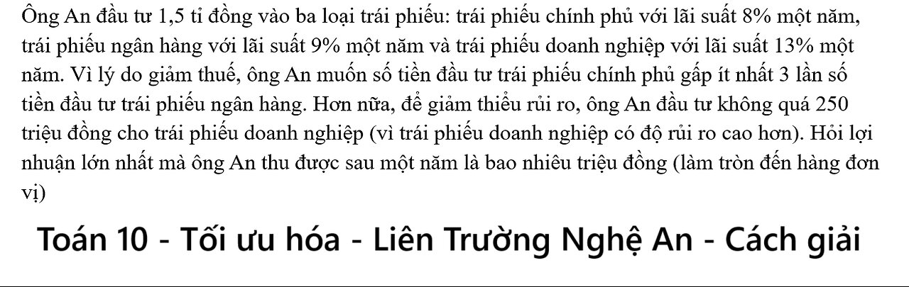 Liên Trường Nghệ An: Ông An đầu tư 1,5 tỉ đồng vào ba loại trái phiếu: trái phiếu chính phủ với