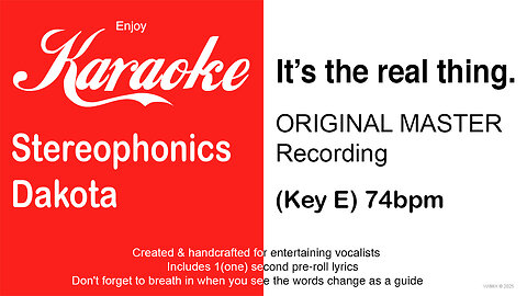Stereophonics - Dakota (Key E) 74bpm (2025) Karaoke