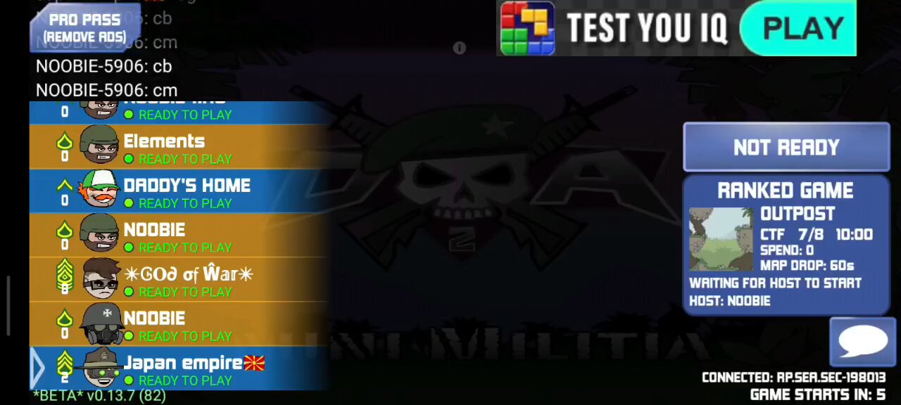 Mini militia 4 Vs 4 Match only for pro players