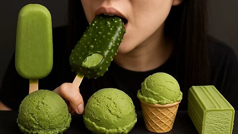 High-calorie cuisine ASMR,Matcha Ice Cream ASMR 🍦 Satisfying Green Dessert Crunch Sounds