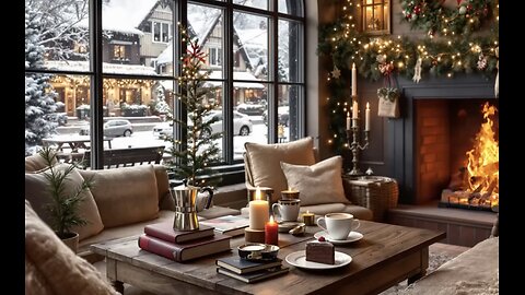 Cozy Winter Coffee Shop Ambience with Smooth Jazz Music Christmas
