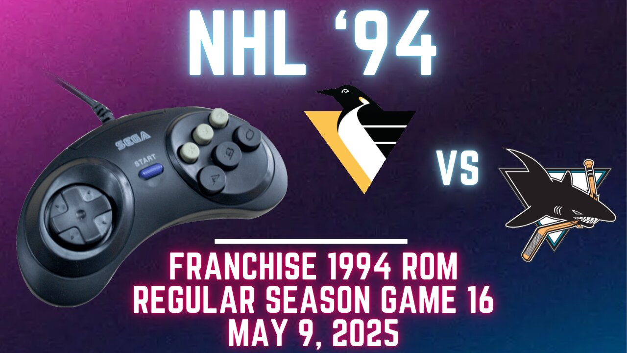 NHL 94 Franchise League (1994) - Penguins (Chris O) at Sharks (Len) {Genesis} - Game 16