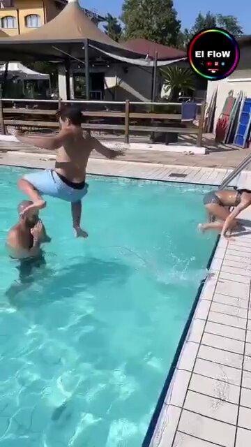 Kid jumps in the pool and I am LMFAO.