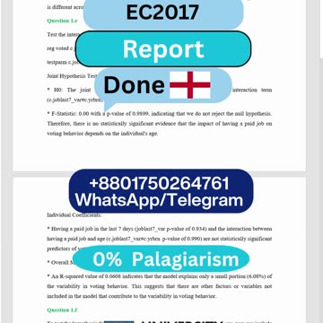 Student Work (Report) | EC2017 Economics Report - Trust in Police Regression Model | UOL