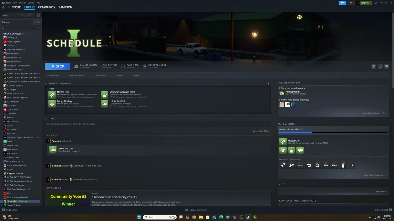 Playing Schedule I