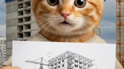 😼 An architect with a mustache - a kitty doing a project