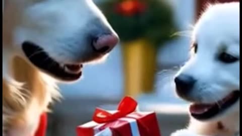 Dog enjoying x mas #ai #cute #puppy #shorts