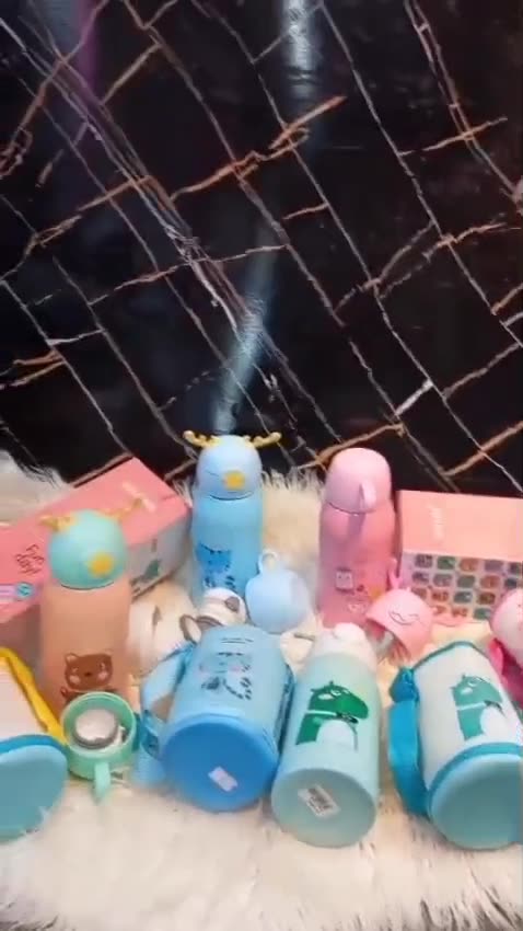 Cute Pink Thermos Water Bottle for Kids & Girls