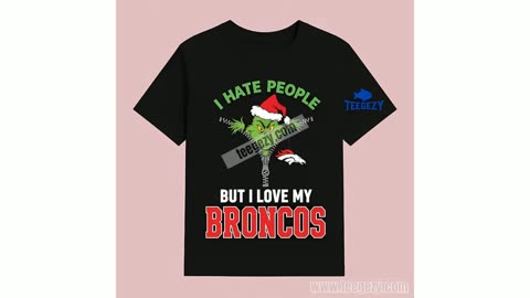 Christmas Denver Broncos Grinch I Hate People Graphic Shirt