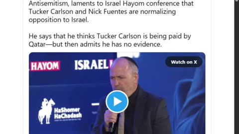 Israeli Minister Accuses Tucker Carlson of Taking Qatar Money, Then Admits He Has No Evidence