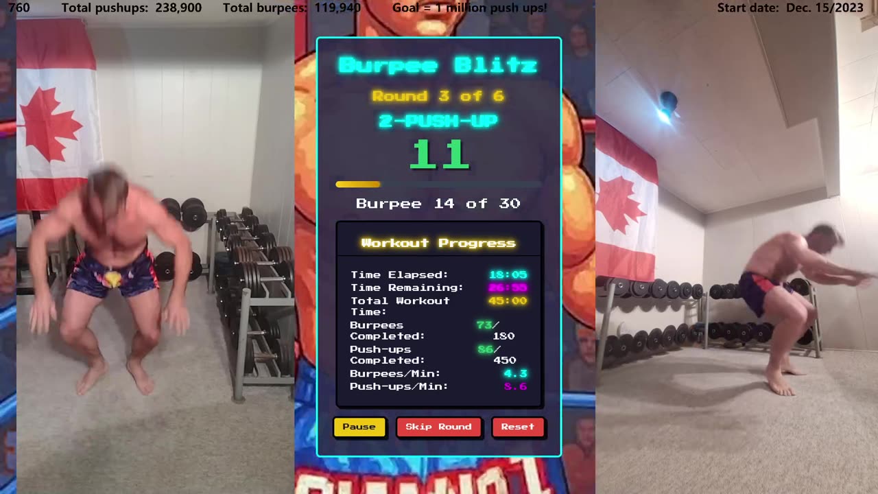 Everyday 450 push ups and 180 Burpees!